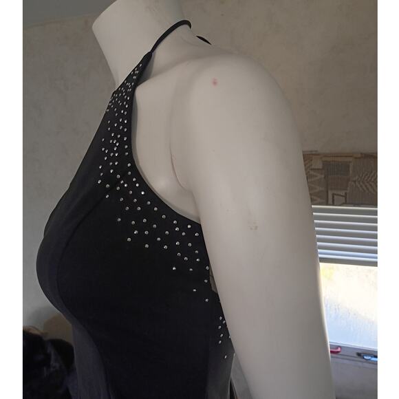 VINTAGE Zum Zum by Niki Livas Black Rhinestone Halter Gown Sz 2 Y2K Prom Formal - Picture 9 of 12